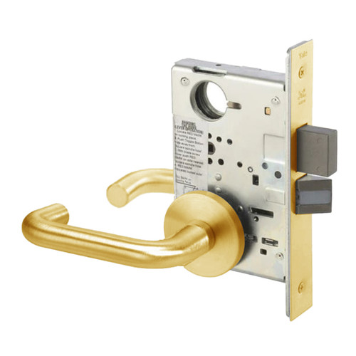 CRR8823FL-612-LC Yale 8800FL Series Less Cylinder with Deadbolt Mortise Storeroom Lock with Indicator with Carmel Lever in Satin Bronze