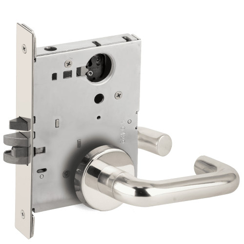 L9050L-03B-629-RX Schlage L Series Less Cylinder Entrance Commercial - Request to Exit Mortise Lock with 03 Cast Lever - B Rose Design in Bright Stainless Steel