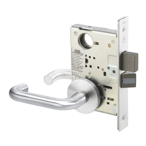 CRR8860FL-625-LC Yale 8800FL Series Less Cylinder with Deadbolt Mortise Entrance or Storeroom Lock with Indicator with Carmel Lever in Bright Chrome