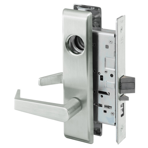 AUCN8807FL-612-LC Yale 8800FL Series Less Cylinder Mortise Entrance Locks with Augusta Lever in Satin Bronze