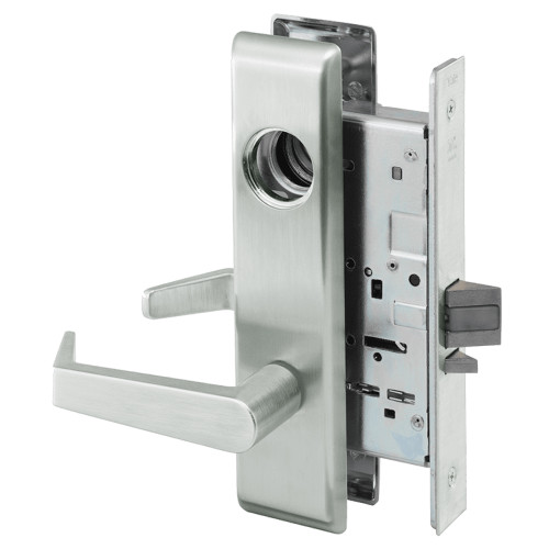 AUCN8809FL-612-LC Yale 8800FL Series Less Cylinder Mortise Classroom w/ Thumbturn Locks with Augusta Lever in Satin Bronze