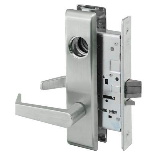 AUCN8809FL-618-ICLC Yale 8800FL Series Single Cylinder Mortise Classroom w/ Thumbturn Locks with Augusta Lever Lock Prepped LFIC in Bright Nickel