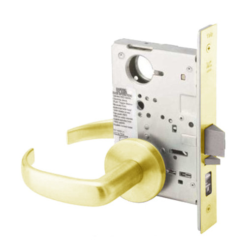 PBR8860FL-605-LC Yale 8800FL Series Less Cylinder with Deadbolt Mortise Entrance or Storeroom Lock with Indicator with Pacific Beach Lever in Bright Brass