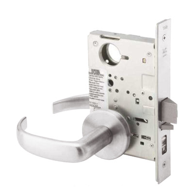 PBR8830-2FL-629-LC Yale 8800FL Series Less Cylinder Mortise Asylum Locks with Pacific Beach Lever in Bright Stainless Steel