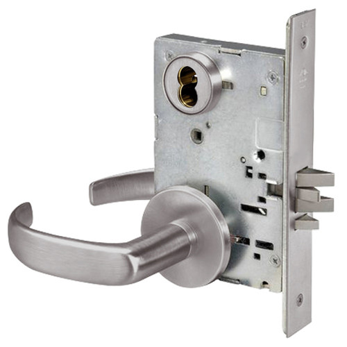 PBR8807FL-630 -SFICLC Yale 8800FL Series Single Cylinder Mortise Entrance Locks with Pacific Beach Lever Lock Prepped SFIC in Satin Stainless Steel