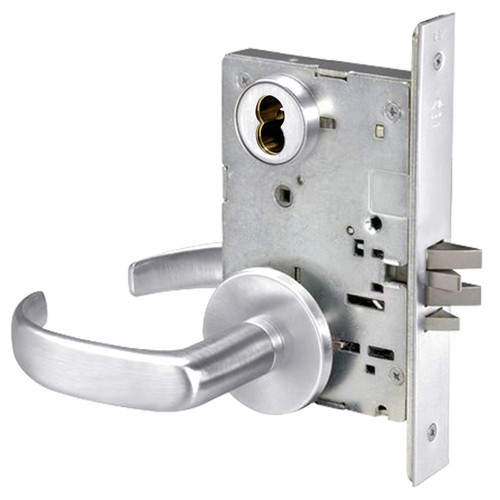 PBR8833FL-625-SFICLC Yale 8800FL Series Single Cylinder Mortise Exit Locks with Pacific Beach Lever Lock Prepped SFIC in Bright Chrome