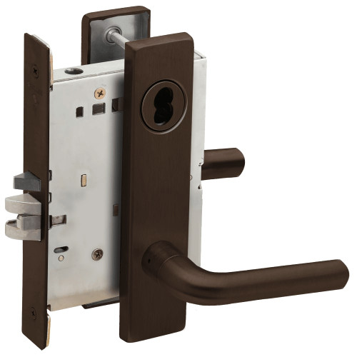 L9050B-02L-613-RX Schlage L Series Entrance Commercial - Request to Exit Mortise Lock with 02 Cast Lever Design Prepped for SFIC in Oil Rubbed Bronze