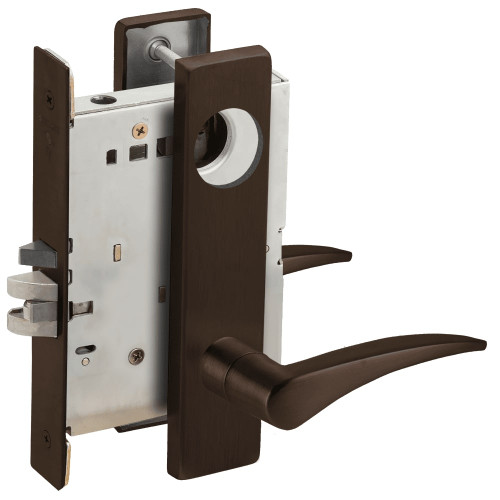 L9080L-12L-613-RH-RX Schlage L Series Less Cylinder Storeroom Commercial - Request to Exit Mortise Lock with 12 Cast Lever Design in Oil Rubbed Bronze