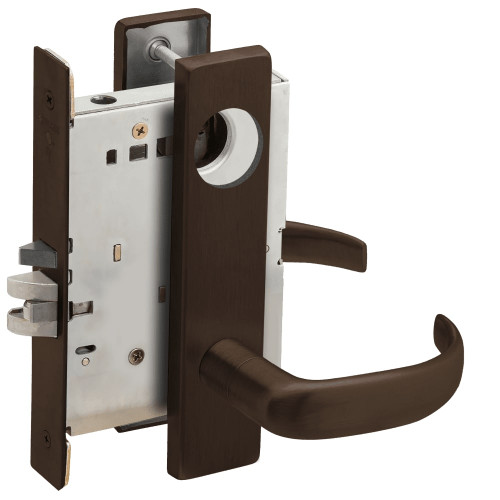 L9080L-17L-613-RX Schlage L Series Less Cylinder Storeroom Commercial - Request to Exit Mortise Lock with 17 Cast Lever Design in Oil Rubbed Bronze