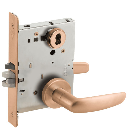 L9080B-07A-612-RX Schlage L Series Storeroom Commercial - Request to Exit Mortise Lock with 07 Cast Lever Design Prepped for SFIC in Satin Bronze