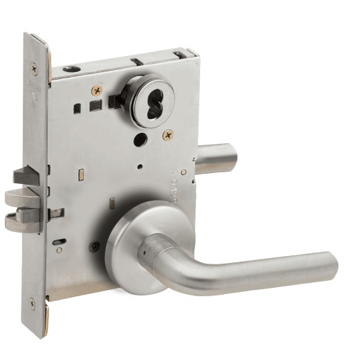 L9080B-02B-626-LX Schlage L Series Storeroom Commercial - Latchbolt Monitor Mortise Lock with 02 Cast Lever Design Prepped for SFIC in Satin Chrome