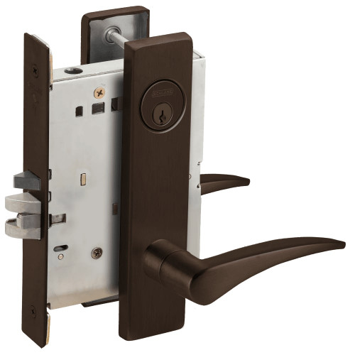 L9070P-12L-613-RH Schlage L Series Classroom Commercial - Request to Exit Mortise Lock with 12 Cast Lever Design in Oil Rubbed Bronze
