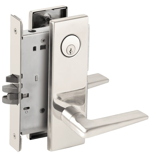 L9070P-05N-629-LX Schlage L Series Classroom Commercial - Latchbolt Monitor Mortise Lock with 05 Cast Lever Design in Bright Stainless Steel