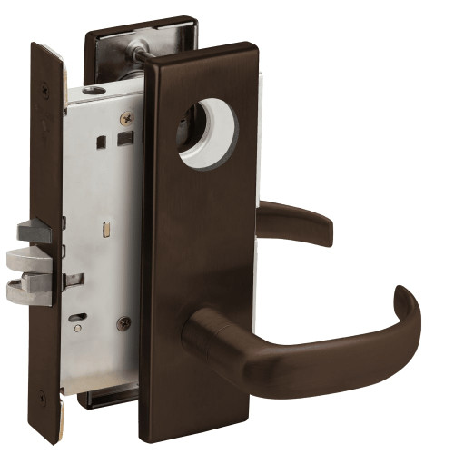 L9070L-17N-613-RX Schlage L Series Less Cylinder Classroom Commercial - Request to Exit Mortise Lock with 17 Cast Lever Design in Oil Rubbed Bronze