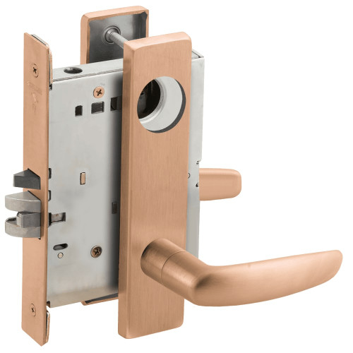 L9070L-07L-612-RX Schlage L Series Less Cylinder Classroom Commercial - Request to Exit Mortise Lock with 07 Cast Lever Design in Satin Bronze