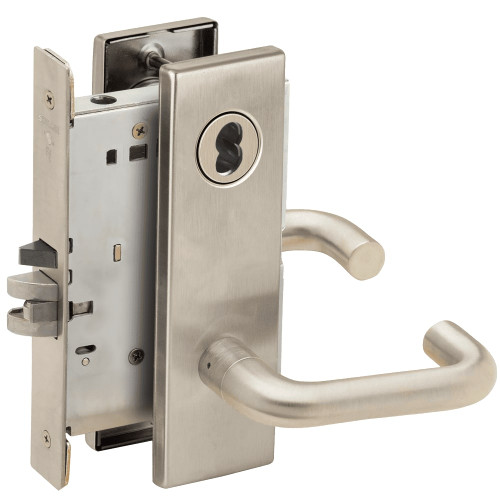 L9070J-03N-619-LX Schlage L Series Classroom Commercial - Latchbolt Monitor Mortise Lock with 03 Cast Lever Design Prepped for FSIC in Satin Nickel