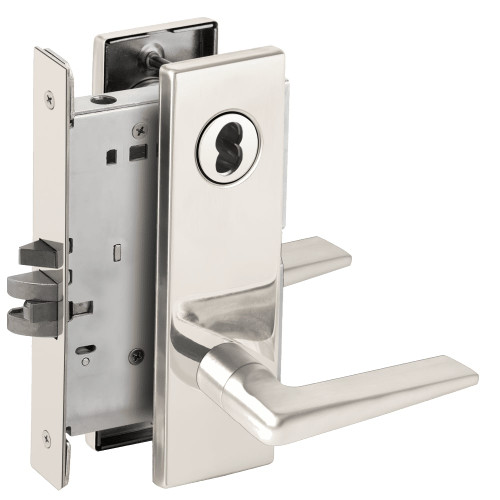 L9070J-05N-625-LX Schlage L Series Classroom Commercial - Latchbolt Monitor Mortise Lock with 05 Cast Lever Design Prepped for FSIC in Bright Chrome