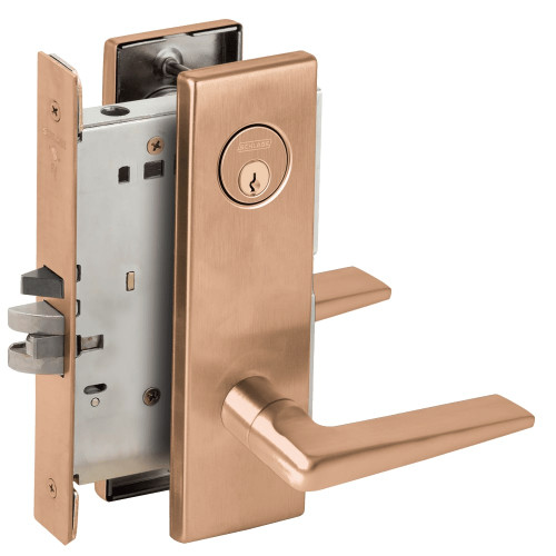 L9076P-05N-612 Schlage L Series Classroom Holdback Mortise Lock with 05 Cast Lever Design in Satin Bronze