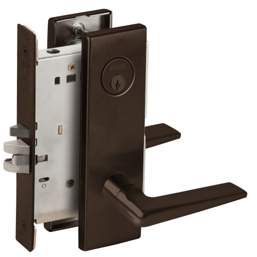 L9076P-05N-613 Schlage L Series Classroom Holdback Mortise Lock with 05 Cast Lever Design in Oil Rubbed Bronze