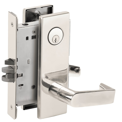 L9076P-06N-625 Schlage L Series Classroom Holdback - Request to Exit Mortise Lock with 06 Cast Lever Design in Bright Chrome