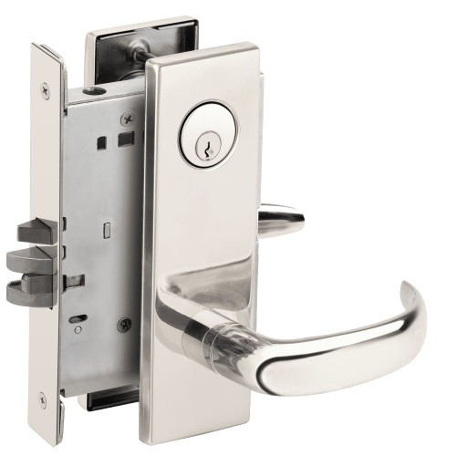 L9076P-17N-625 Schlage L Series Classroom Holdback - Latchbolt Monitor Mortise Lock with 17 Cast Lever Design in Bright Chrome