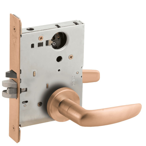 L9076L-07A-612-LX Schlage L Series Less Cylinder Classroom Holdback - Latchbolt Monitor Lock with 07 Cast Lever Design in Satin Bronze