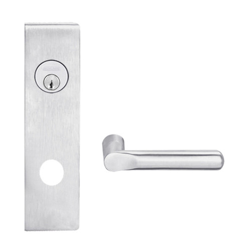 L9076L-18N-626-LX Schlage L Series Less Cylinder Classroom Holdback - Latchbolt Monitor Mortise Lock with 18 Cast Lever Design in Satin Chrome
