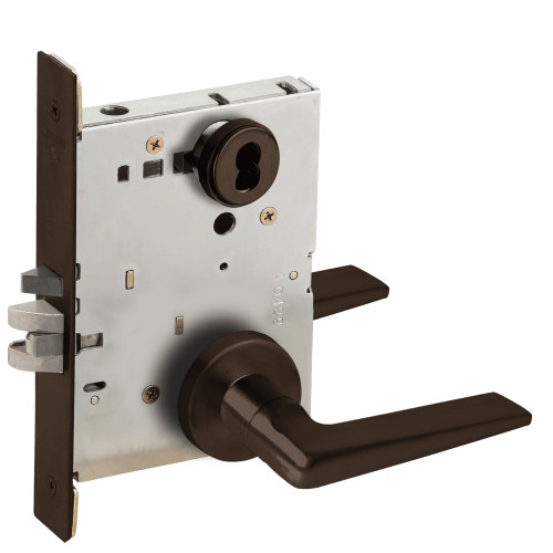 L9076J-05A-613-LX Schlage L Series Classroom Holdback - Latchbolt Monitor Mortise Lock with 05 Cast Lever Design Prepped for FSIC in Oil Rubbed Bronze