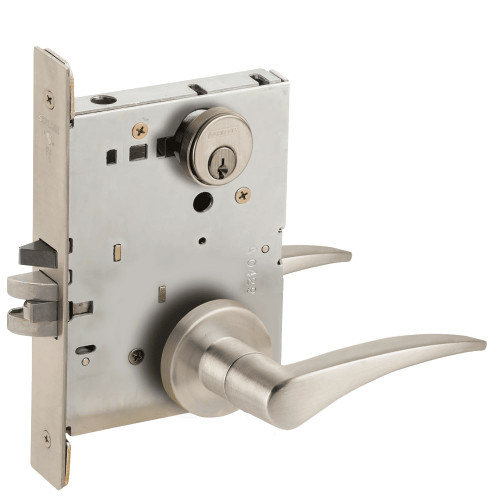 LV9070P-12A-619-LH Schlage L Series Vandlgard - Classroom Commercial Mortise Lock with 12 Cast Lever Design in Satin Nickel