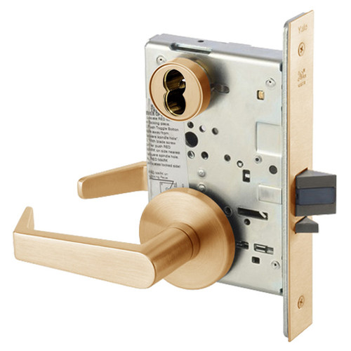 AUR8805FL-612-SFICLC-MELR-REX Yale 8800FL Series Single Cylinder Mortise Storeroom/Closet Locks with Augusta Lever Lock Prepped for SFIC in Satin Bronze
