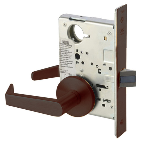 AUR8801FL-613E-MELR Yale 8800FL Series Non-Keyed Mortise Passage Locks with Augusta Lever in Dark Satin Bronze