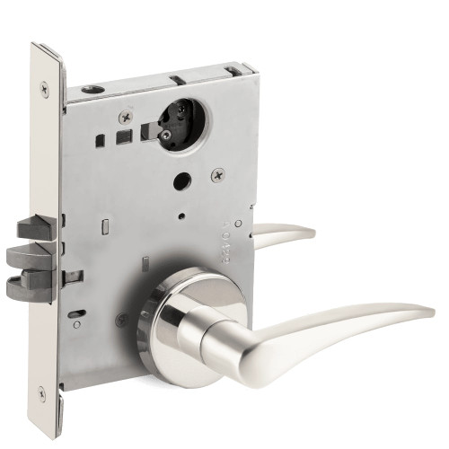 LV9070L-12B-629-RH-RX Schlage L Series Vandlgard - Less Cylinder Classroom Commercial - Request to Exit Mortise Lock with 12 Cast Lever Design in Bright Stainless Steel
