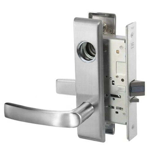MOCN8805FL-626-SFICLC-MELR Yale 8800FL Series Single Cylinder Mortise Storeroom/Closet Locks with Monroe Lever Lock Prepped SFIC in Satin Chrome