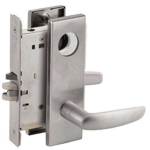 LV9070L-07N-630-RX Schlage L Series Vandlgard - Less Cylinder Classroom Commercial - Request to Exit Mortise Lock with 07 Cast Lever Design in Satin Stainless Steel