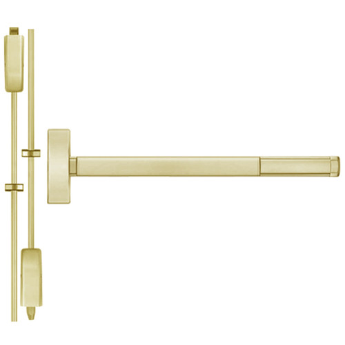 MLRTS2208-606-48 PHI 2200 Series Non Fire Rated Apex Surface Vertical Rod Device with Motorized Latch Retraction and Touchbar Monitoring Prepped for Key Controls Lever/Knob in Satin Brass Finish