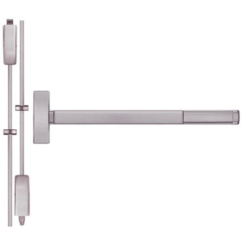 MLRTS2214-630-36 PHI 2200 Series Non Fire Rated Apex Surface Vertical Rod Device with Motorized Latch Retraction and Touchbar Monitoring Prepped for Lever-Knob Always Active in Satin Stainless Steel Finish