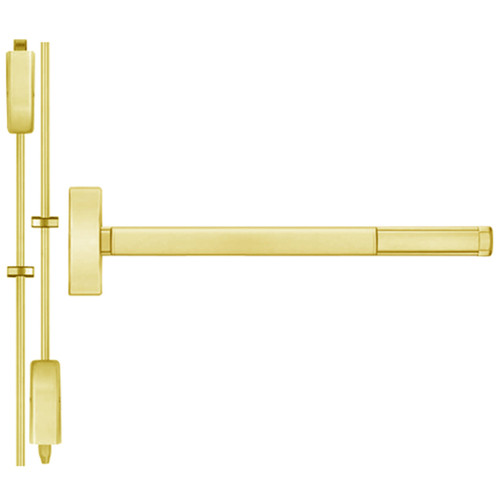 MLRTSFL2215-605-48 PHI 2200 Series Apex Surface Vertical Rod Device with Motorized Latch Retraction and Touchbar Monitoring Prepped for Thumb Piece Always Active in Bright Brass Finish