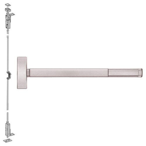 MLRTS2708-628-48 PHI 2700 Series Wood Door Concealed Vertical Exit Device with Motorized Latch Retraction and Touchbar Monitoring Prepped for Key Controls Lever-Knob in Satin Aluminum Finish