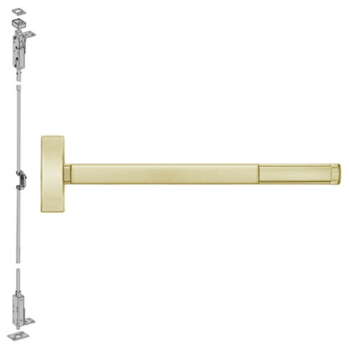 MLRTSFL2714-606-36 PHI 2700 Series Wood Door Concealed Vertical Exit Device with Motorized Latch Retraction and Touchbar Monitoring Prepped for Lever-Knob Always Active in Satin Brass Finish