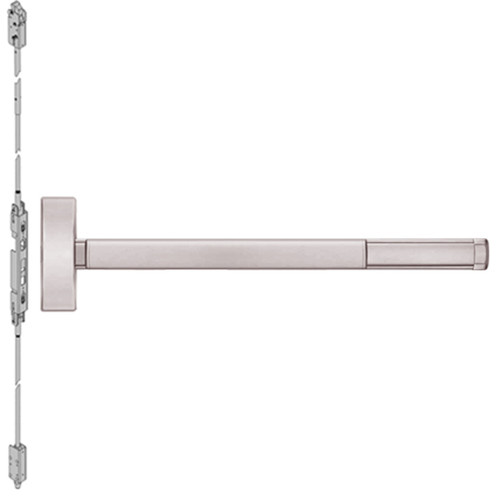 MLRTSFL2808-628-36 PHI 2800 Series Fire Rated Concealed Vertical Rod Exit Device with Motorized Latch Retraction and Touchbar Monitoring Prepped for Key Controls Lever-Knob in Satin Aluminum Finish