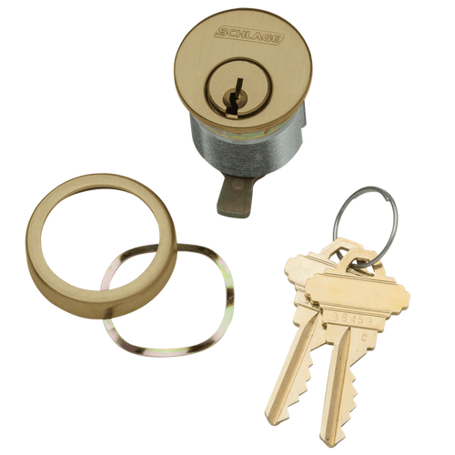 20-001-S123-138-609 Schlage 1-3/8 In Mortise Cylinder 6-pin, S123 Keyway in Antique Brass