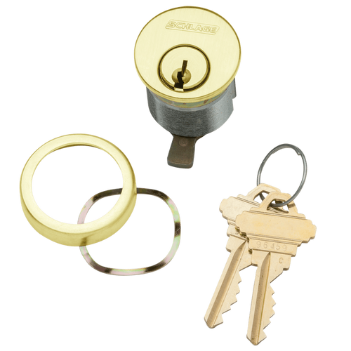 20-001-EF-112-605 Schlage 1-1/2 In Mortise Cylinder 6-pin, EF Keyway in Bright Brass