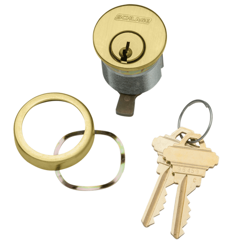 20-001-C135-118-606 Schlage 1-1/8 In Mortise Cylinder 6-pin, C135 Keyway in Satin Brass
