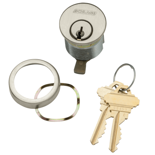 20-001-CE-112-619 Schlage 1-1/2 In Mortise Cylinder 6-pin, CE Keyway in Satin Nickel