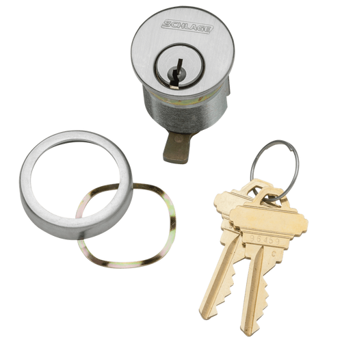 20-001-S345-138-626 Schlage 1-3/8 In Mortise Cylinder 6-pin, S345 Keyway in Satin Chrome