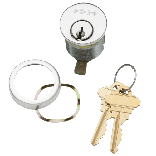 20-002-G-118-625 Schlage 1-1/8 In Mortise Cylinder 6-pin, G Keyway in Bright Chrome