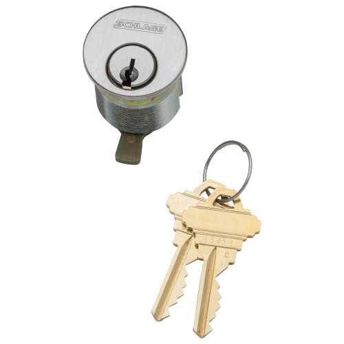 26-021-F-118-626 Schlage 1-1/8 In Mortise Cylinder 6-pin, F Keyway in Satin Chrome