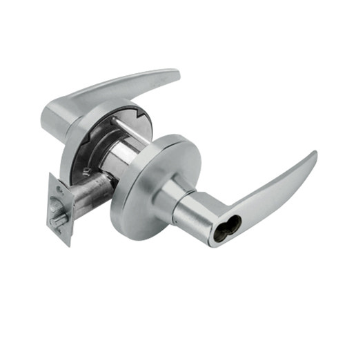 T511LD-A-619 Falcon T Series Cylindrical Entry/Office Lock with Avalon Lever Style Less Cylinder in Satin Nickel Finish