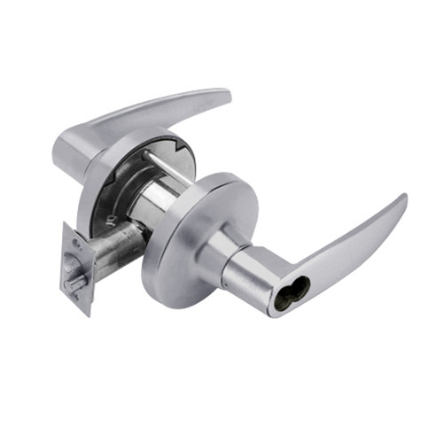 T581LD-A-626 Falcon T Series Cylindrical Storeroom Lock with Avalon Lever Style Less Cylinder in Satin Chrome Finish T581LD-A-626 Falcon T Series Cylindrical Storeroom Lock with Avalon Lever Style Less Cylinder in Satin Chrome Finish