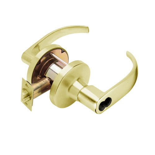 T521LD-Q-606 Falcon T Series Cylindrical Office Lock with Quantum Lever Style Less Cylinder in Satin Brass Finish